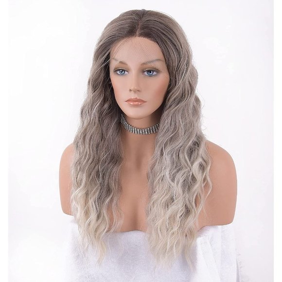 Ombre Ash Blonde Middle Part Lace Front Wigs - Picture 3 of 6